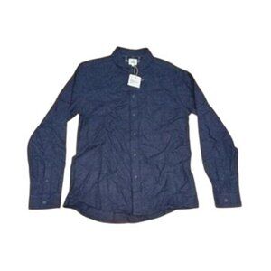 Max N Chester Signature Woven Shirt Men's Medium Navy Blue Button Up Casual